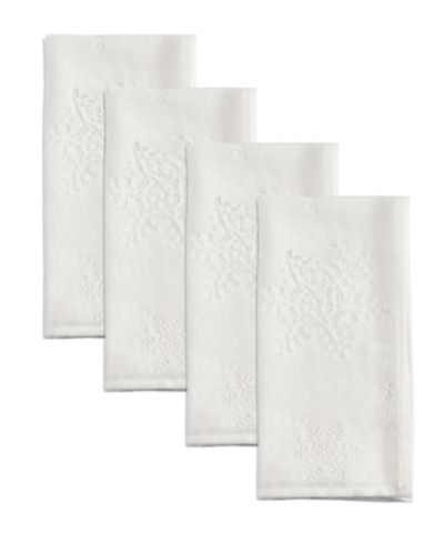 Saro Lifestyle Burnout Snowflake Table Napkins, Set of 4