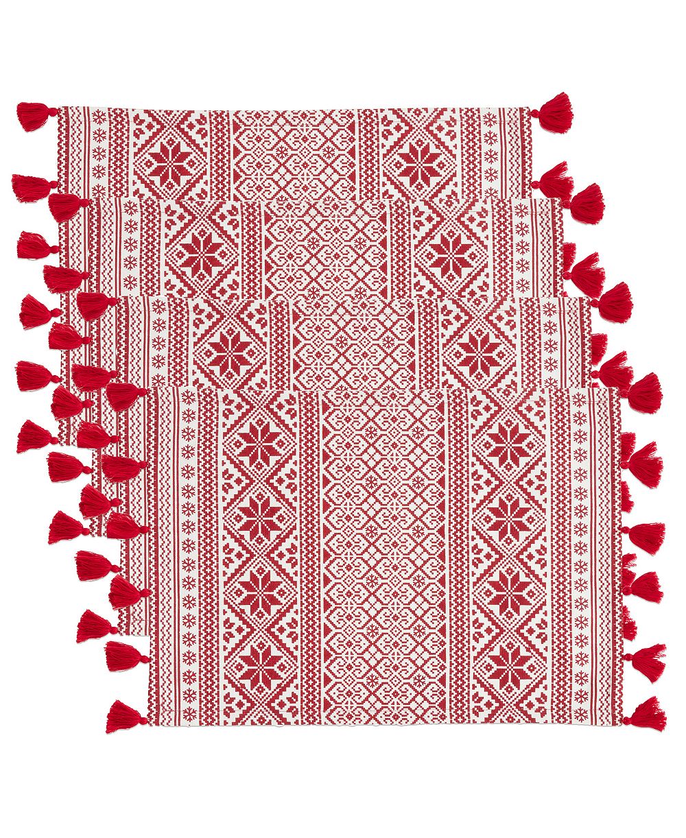 Saro Lifestyle Christmas Pattern Placemats, Set of 4