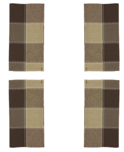 Saro Lifestyle Stitched Plaid Design Napkins, Set of 4