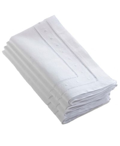 Saro Lifestyle Swiss Dot Collection Embroidered and Hemstitch Napkins, Set of 4