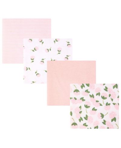 Hudson Baby Girl Cotton Poly Flannel Receiving Blankets, Pink Peony, One Size