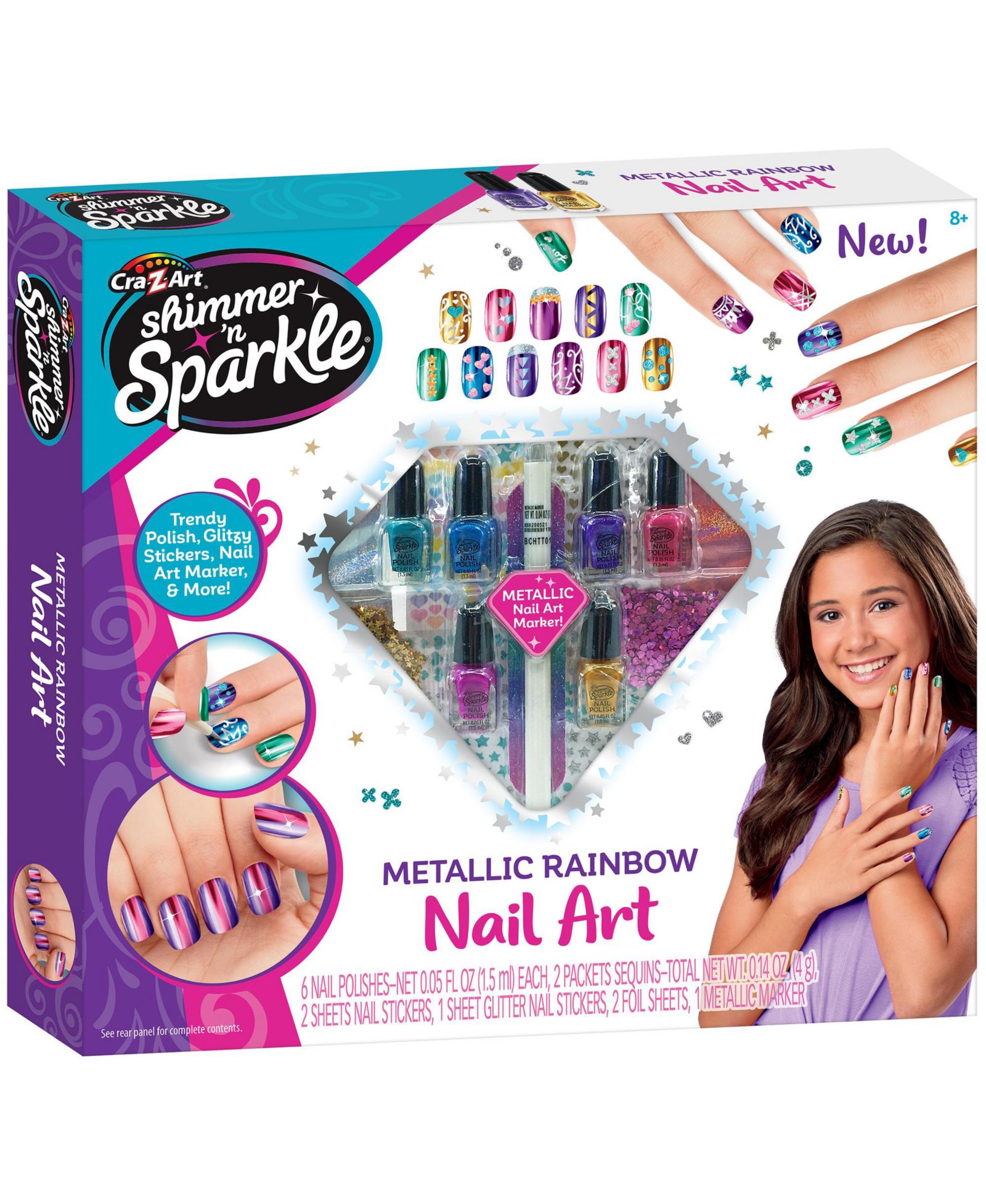 Shimmer 'N Sparkle: Metallic Rainbow набор для дизайна ногтей