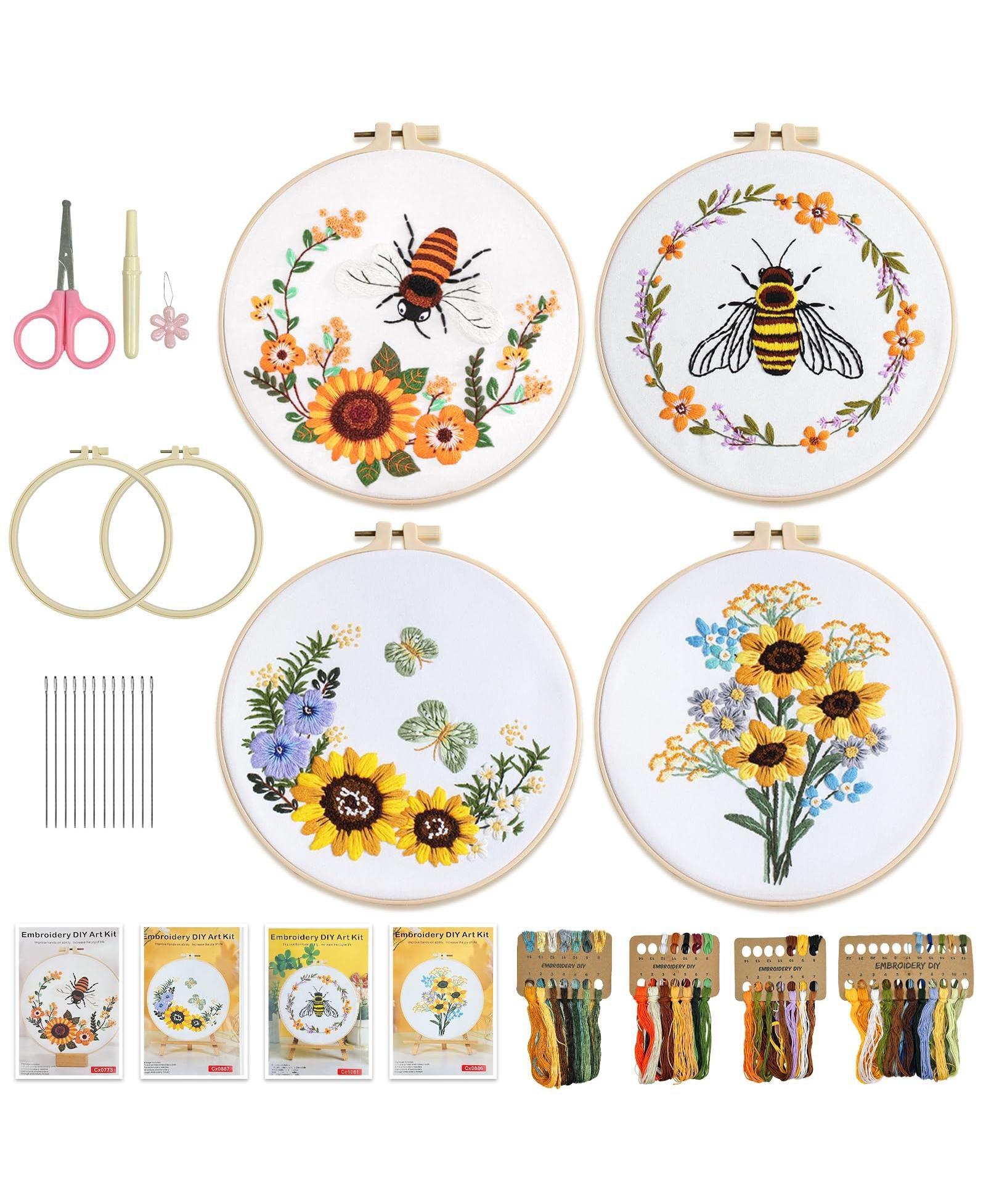 Набор для вышивания GNUADZ 4 набора Embroidery Kit Flower Bee Cross Stitch