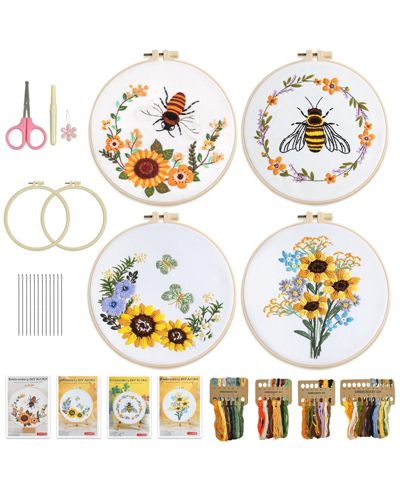Набор для вышивания GNUADZ 4 набора Embroidery Kit Flower Bee Cross Stitch