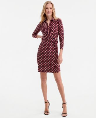 Женское платье Anne Klein Printed Faux-Wrap Tie-Waist