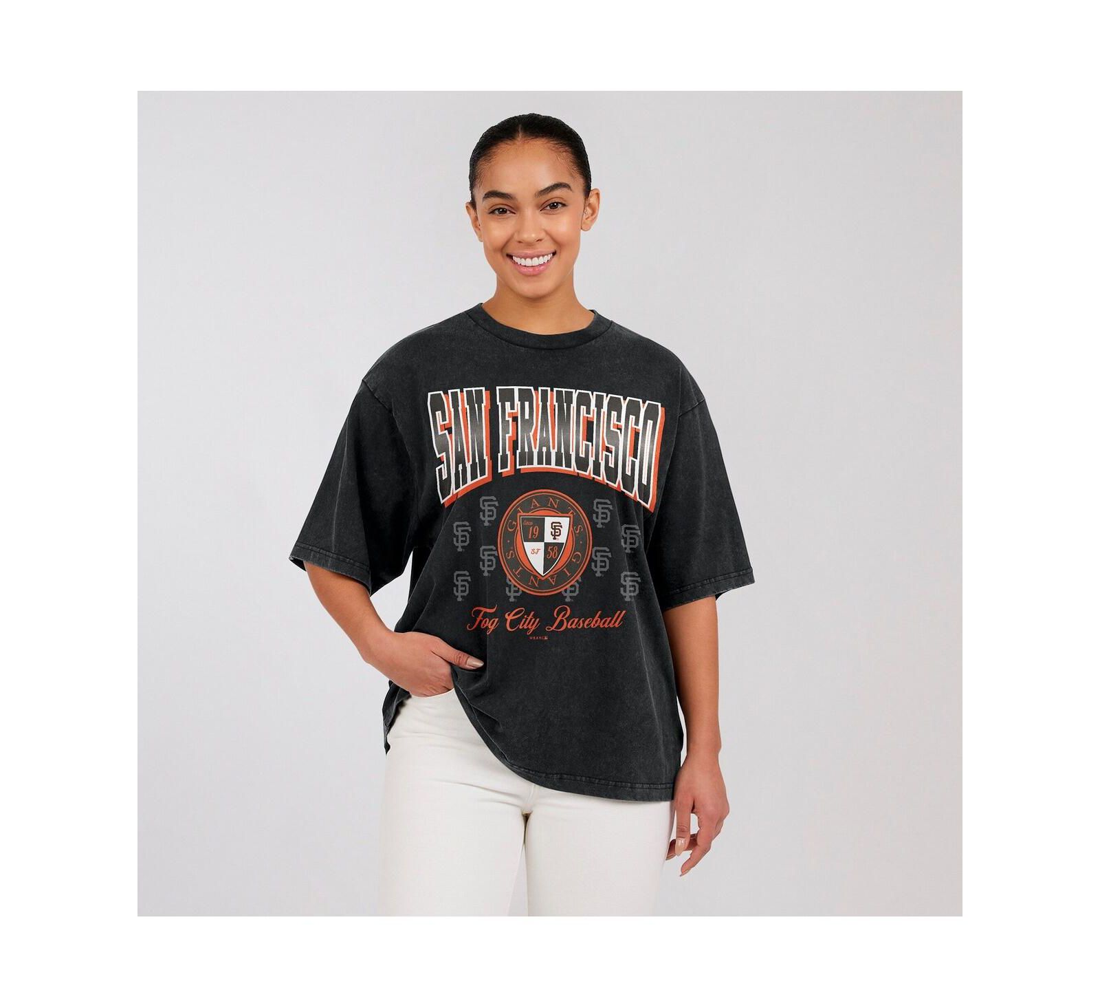 Женская футболка WEAR by Erin Andrews Black San Francisco Giants Oversized Boyfriend T-Shirt