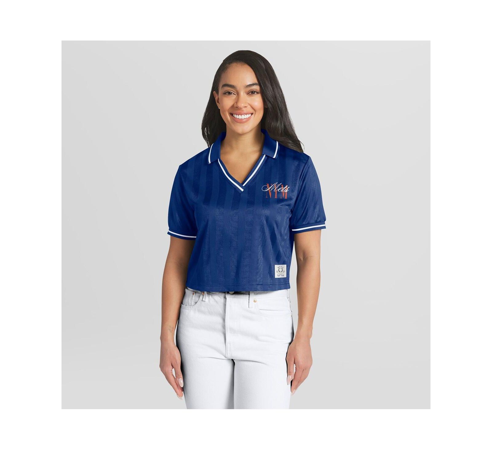 Женская укороченная рубашка-поло WEAR by Erin Andrews Royal New York Mets Cropped Polo