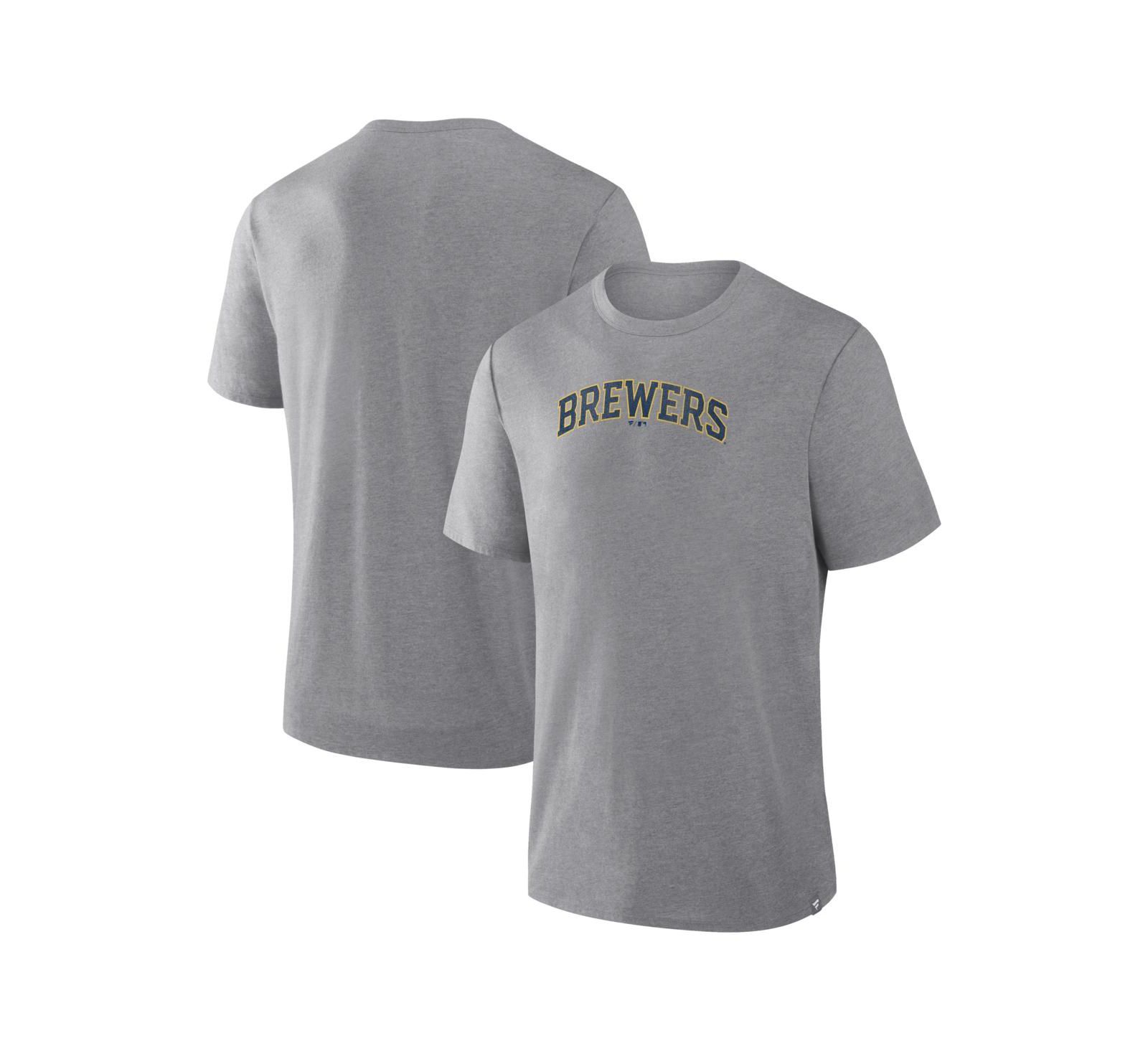 Мужская футболка Fanatics Heather Gray Milwaukee Brewers Play Tribute Tri-Blend