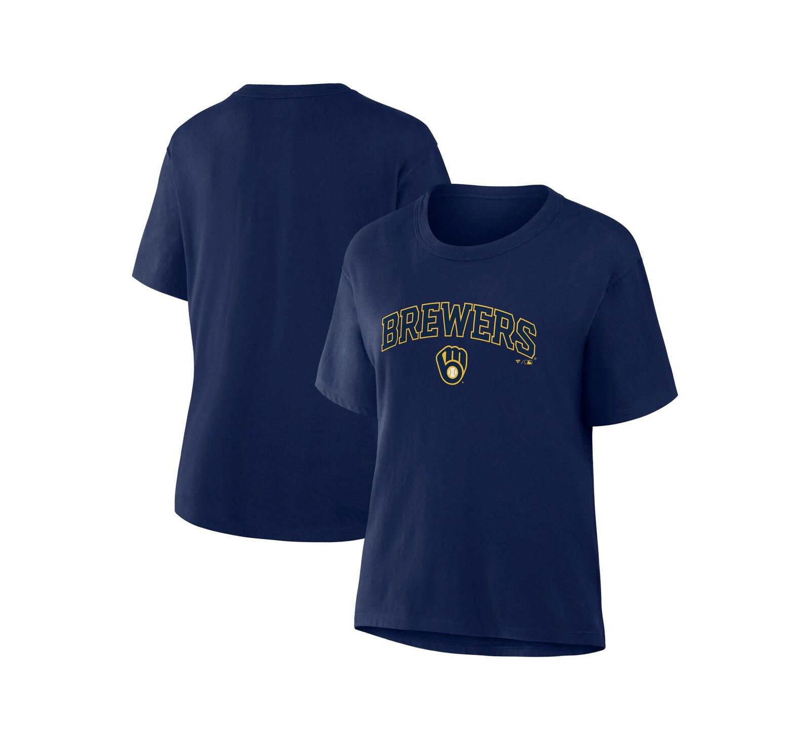 Женская футболка Fanatics Milwaukee Brewers Lockup Legacy, темно-синяя