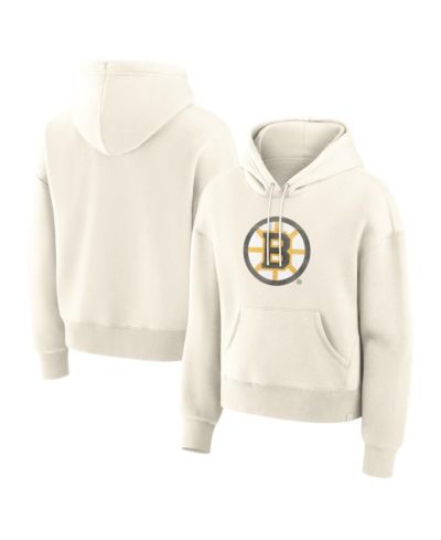 Fanatics Women's Cream Boston Bruins Elevated Distressed Logo Hoodie