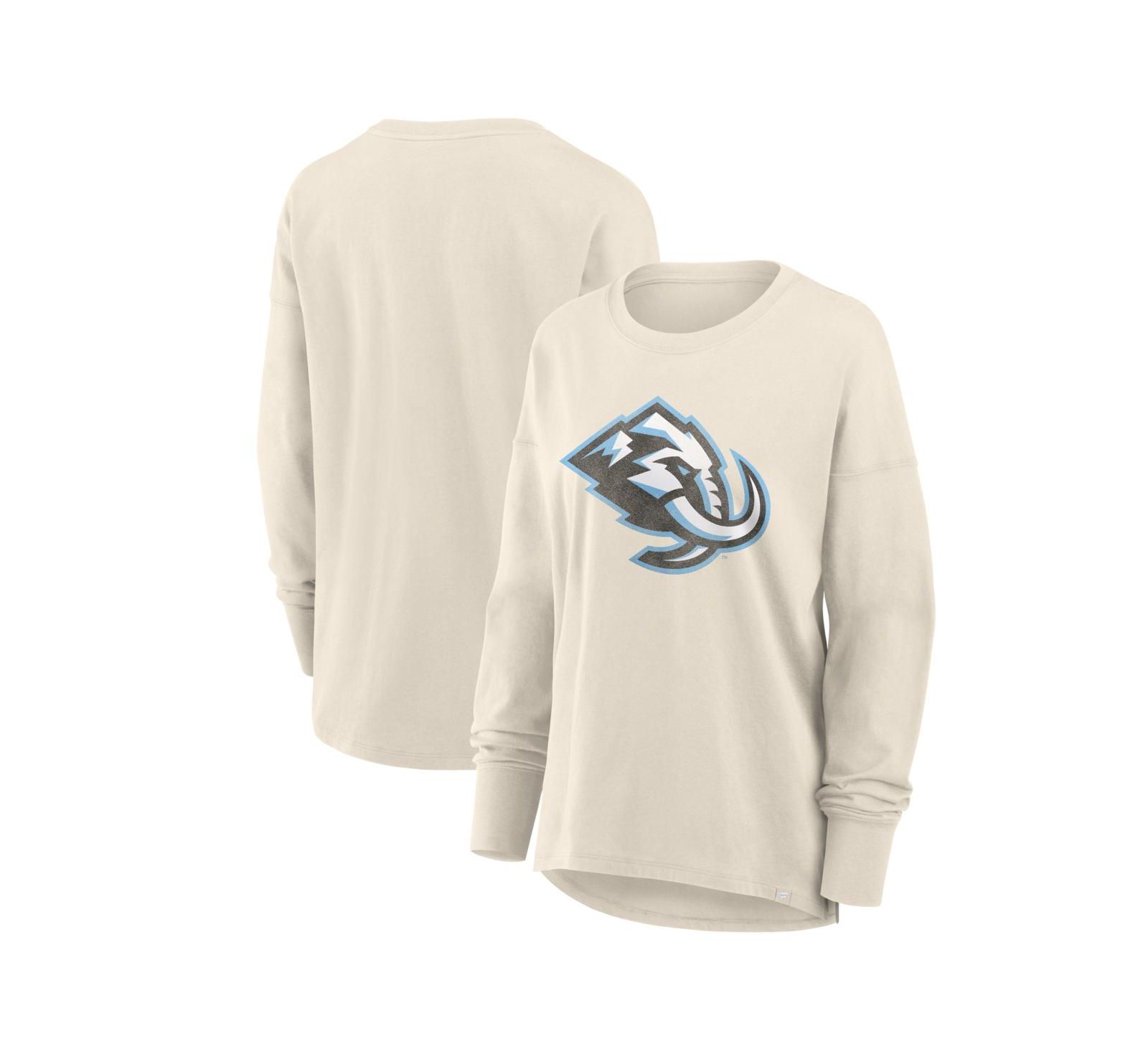 Женская футболка Fanatics Utah Mammoth Distressed Logo в цвете Cream с длинным рукавом
