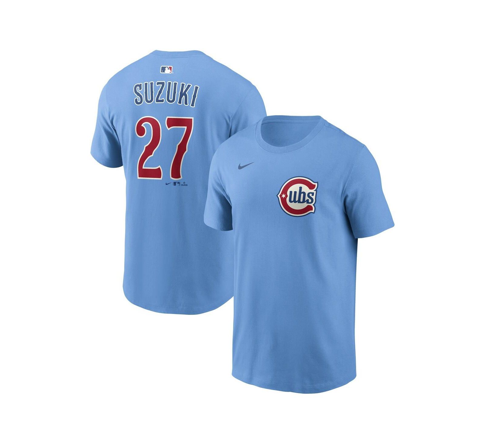 Nike Men's Seiya Suzuki Light Blue Chicago Cubs Name & Number T-Shirt