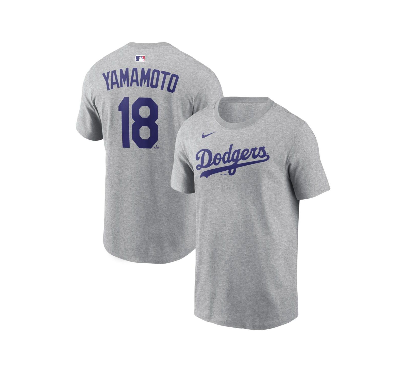 Мужская футболка Nike Yoshinobu Yamamoto Heather Gray Los Angeles Dodgers Name & Number