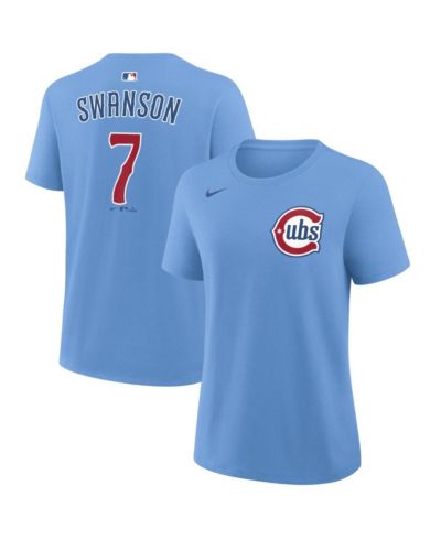 Nike Women's Dansby Swanson Light Blue Chicago Cubs Name & Number T-Shirt