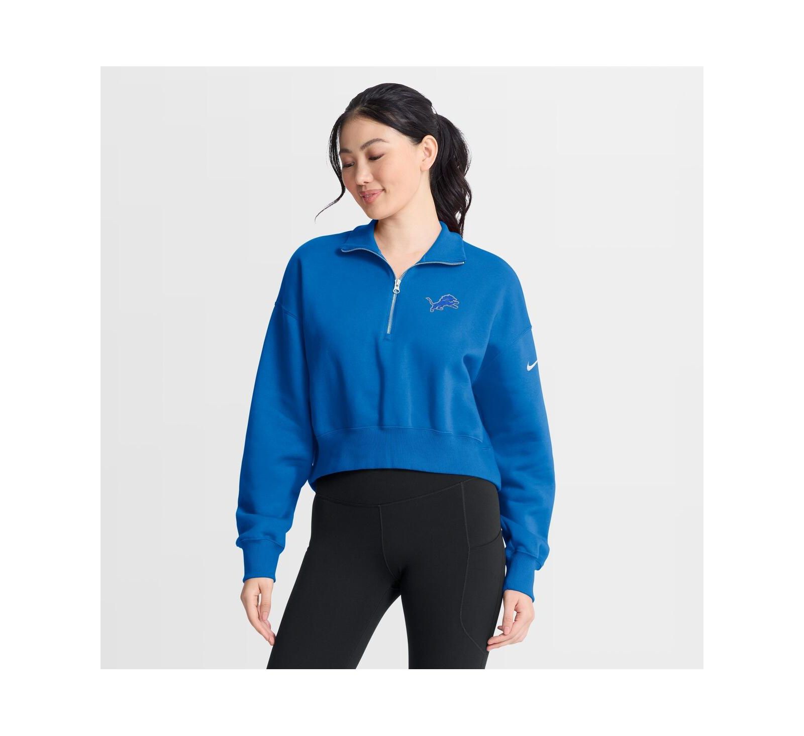 Nike Women's Blue Detroit Lions Phoenix Fleece Quarter-Zip Sweatshirt