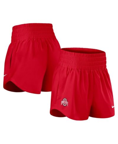 Nike Женские спортивные шорты Scarlet Ohio State Buckeyes Performance One Dri-FIT с высокой посадкой