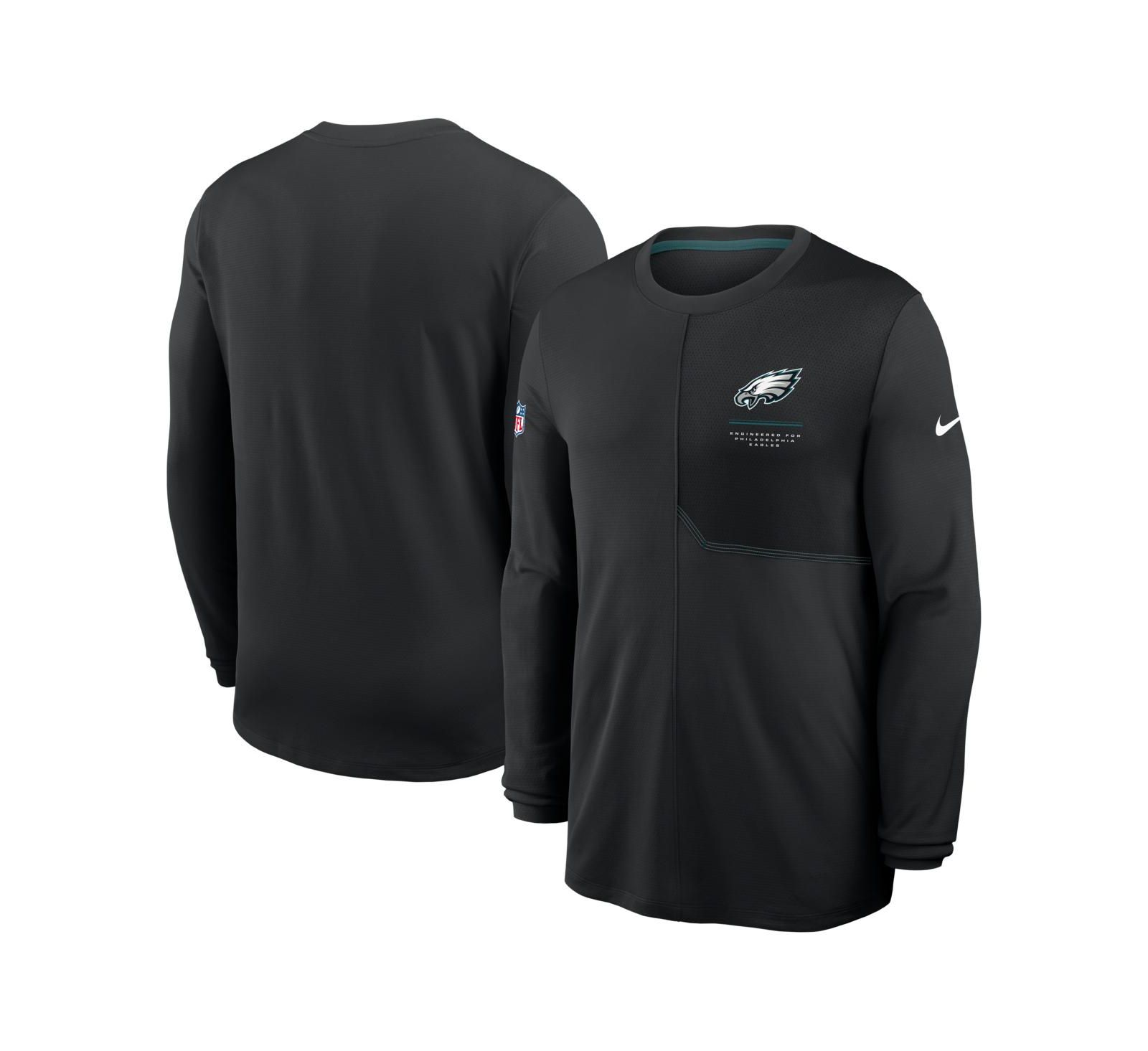 Nike Мужская черная футболка с длинным рукавом Philadelphia Eagles Sideline Coaches UV Dri-FIT