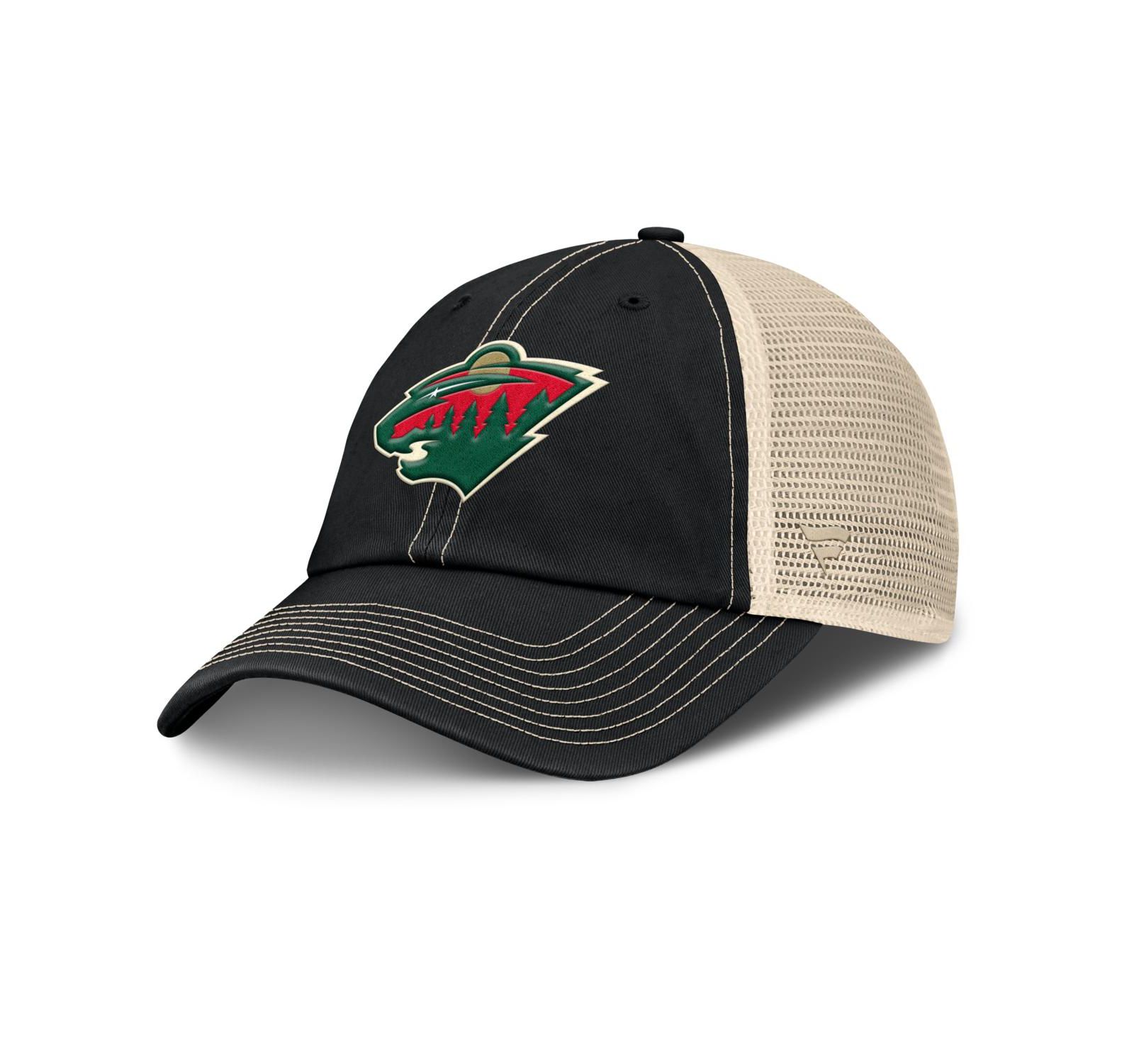 Fanatics Men's Black/Natural Minnesota Wild Rival Trucker Adjustable Hat