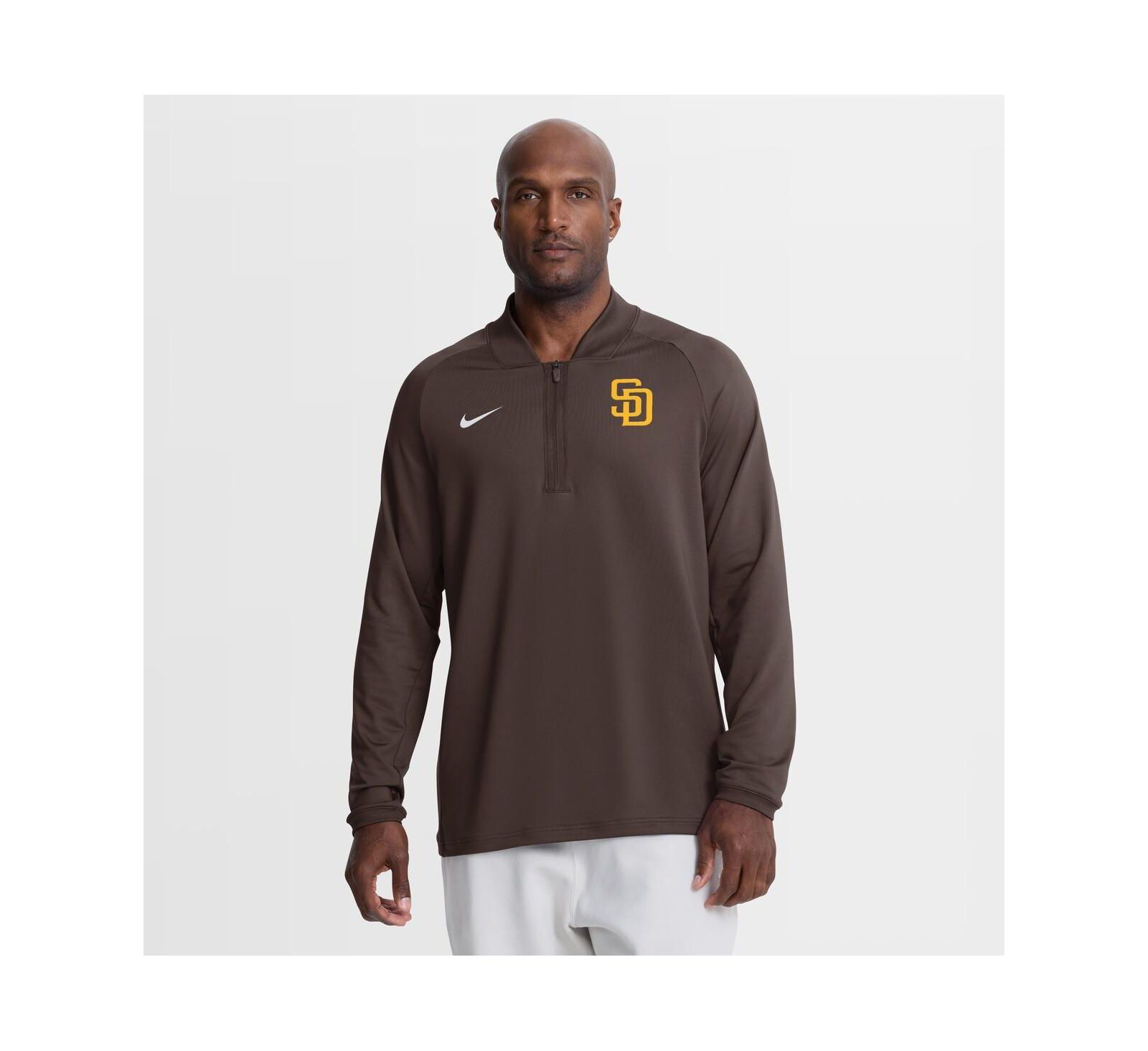 Nike Men's Brown San Diego Padres Authentic Collection Dri-FIT Raglan Half-Zip Pullover Sweatshirt