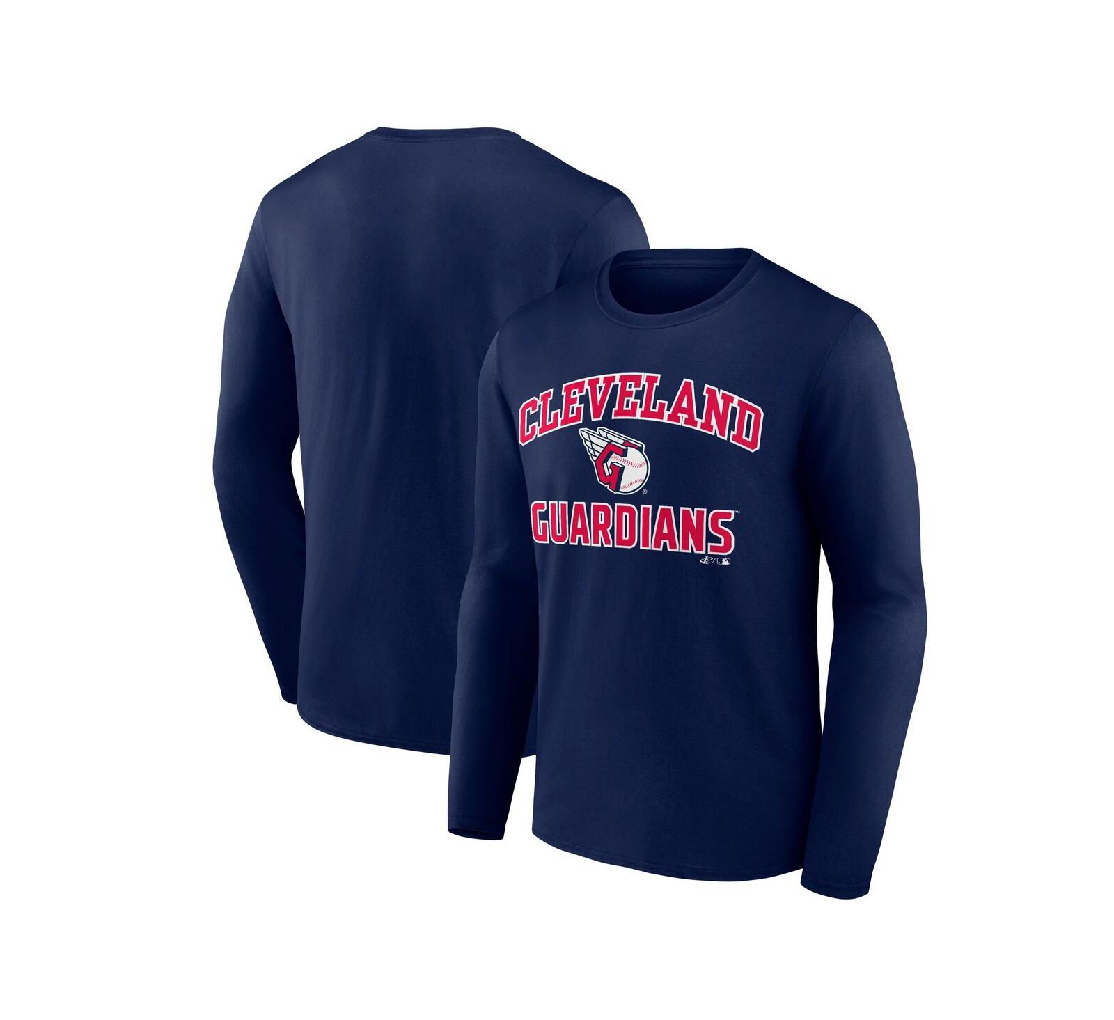 Logo Athletic Мужская футболка Long Sleeve Navy Cleveland Guardians Heart Soul