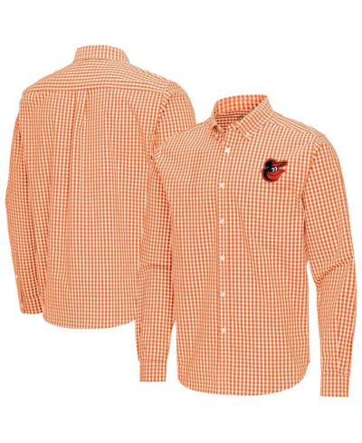 Antigua Men's Orange Baltimore Orioles Ellis Woven Tri-Blend Button-Down Shirt