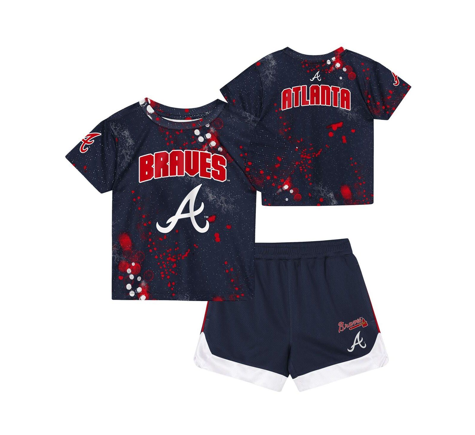 Комплект Outerstuff Preschool 2-Piece Navy Atlanta Braves Pinch Hitter Infielder T-Shirt и Shorts