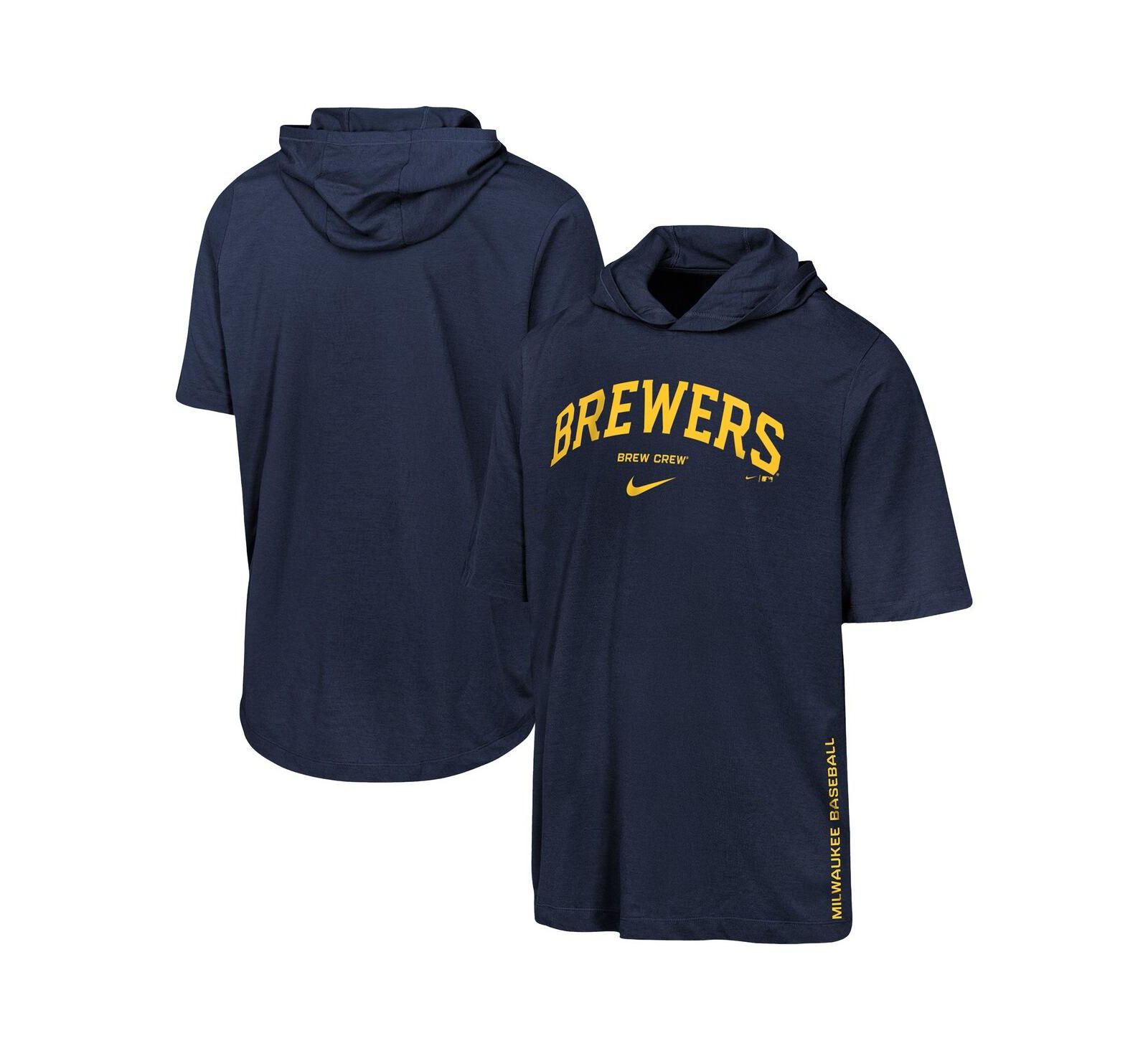 Детская футболка Nike Big Boys and Girls Navy Milwaukee Brewers Dri-FIT с капюшоном
