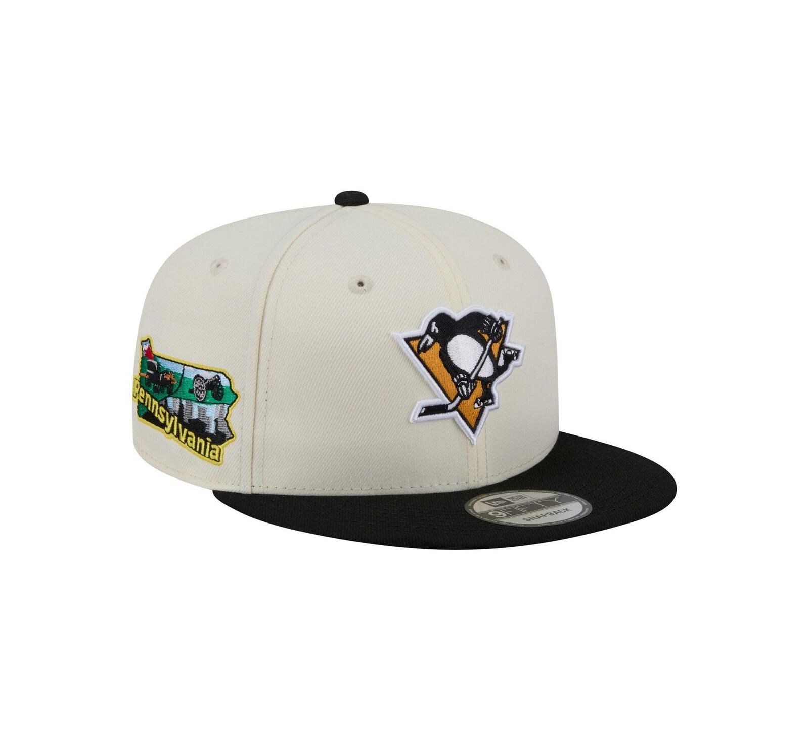 New Era Men's White/Black Pittsburgh Penguins Injection Localized Two-Tone 9FIFTY Snapback Hat