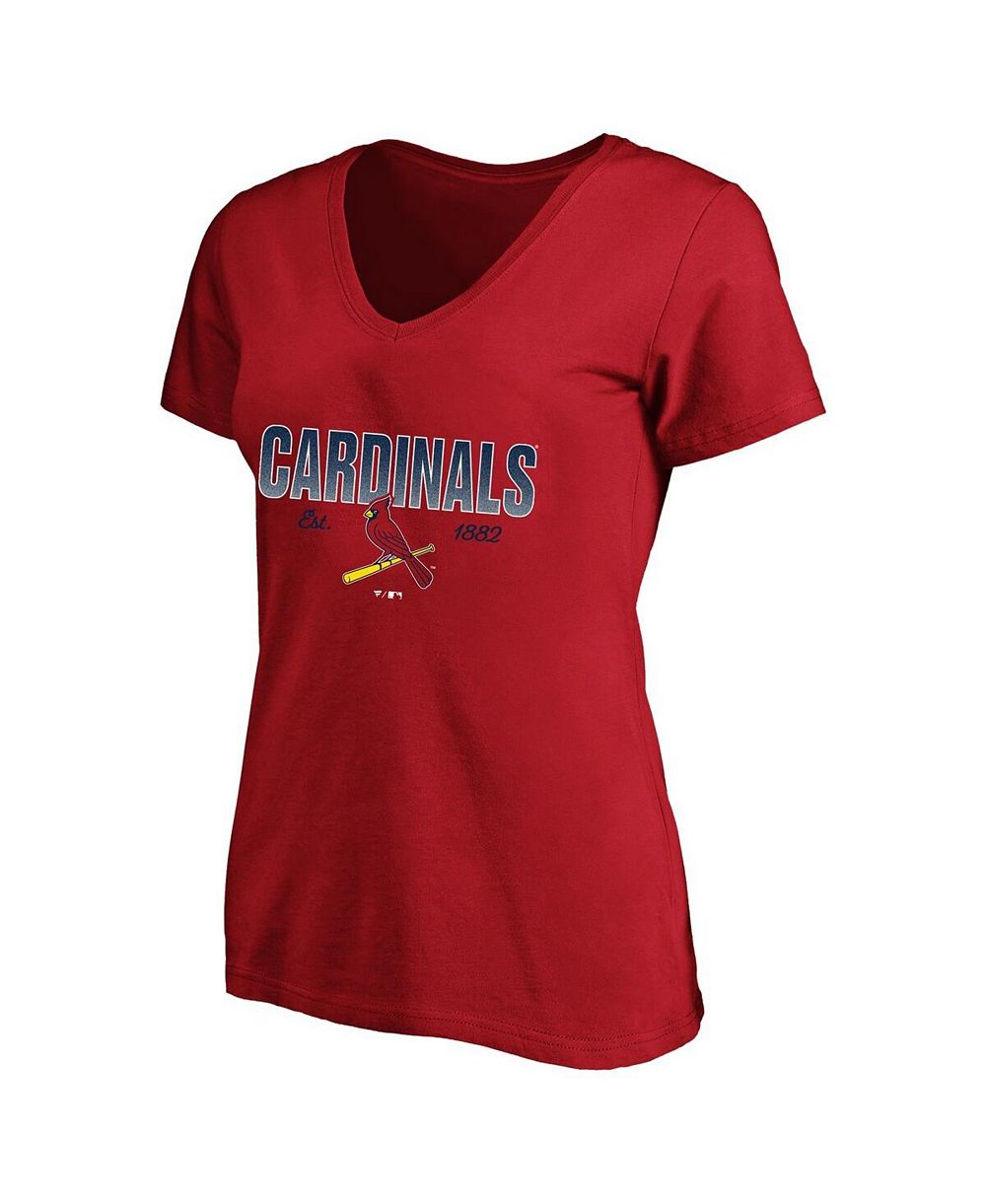 Женская футболка Fanatics Women's Profile Red St. Louis Cardinals Plus Size Wordmark V-Neck