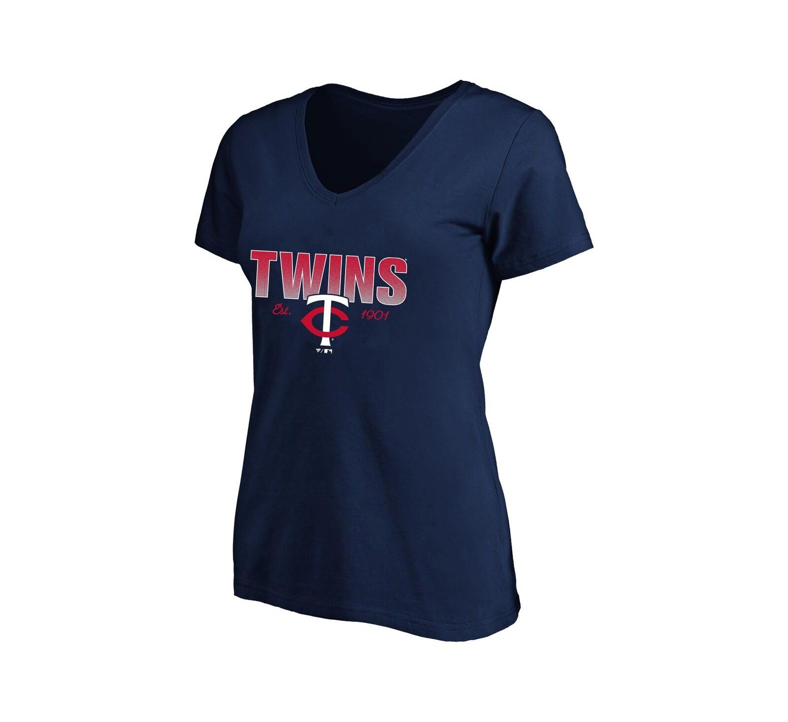Женская футболка Fanatics Profile Navy Minnesota Twins Plus Size Wordmark V-Neck