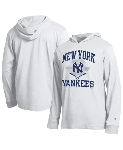 Champion Men's White New York Yankees Cooperstown Hooded Long-Sleeve T-Shirt