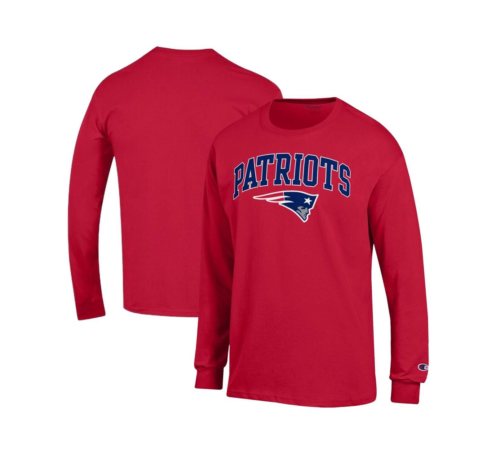 Champion Men's Red New England Patriots Arch Over Logo Long Sleeve T-Shirt