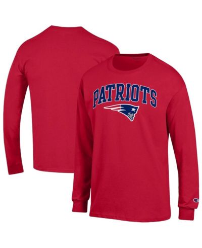 Champion Men's Red New England Patriots Arch Over Logo Long Sleeve T-Shirt