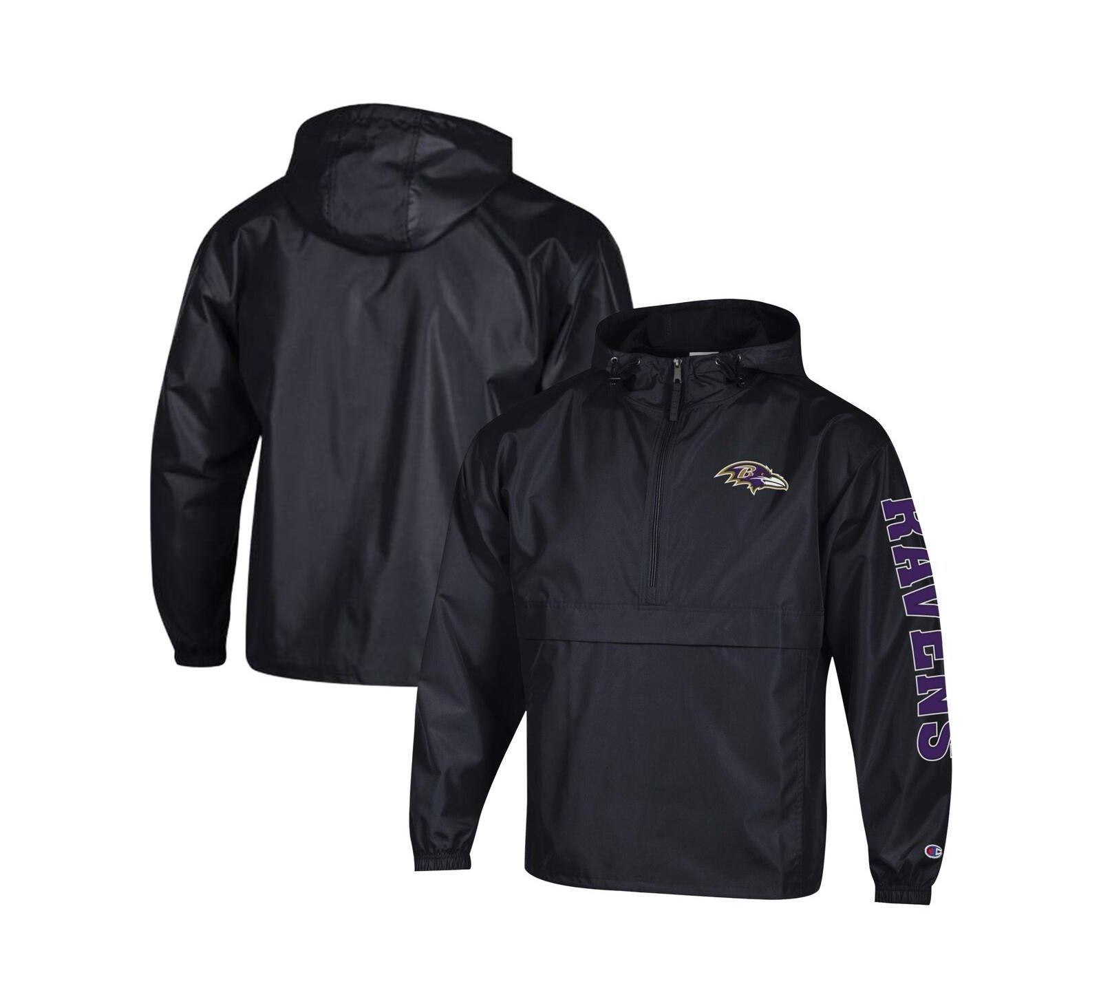 Мужская ветровка Champion Black Baltimore Ravens Packable Hooded Half-Zip Jacket