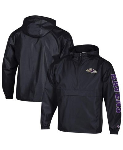 Мужская ветровка Champion Black Baltimore Ravens Packable Hooded Half-Zip Jacket
