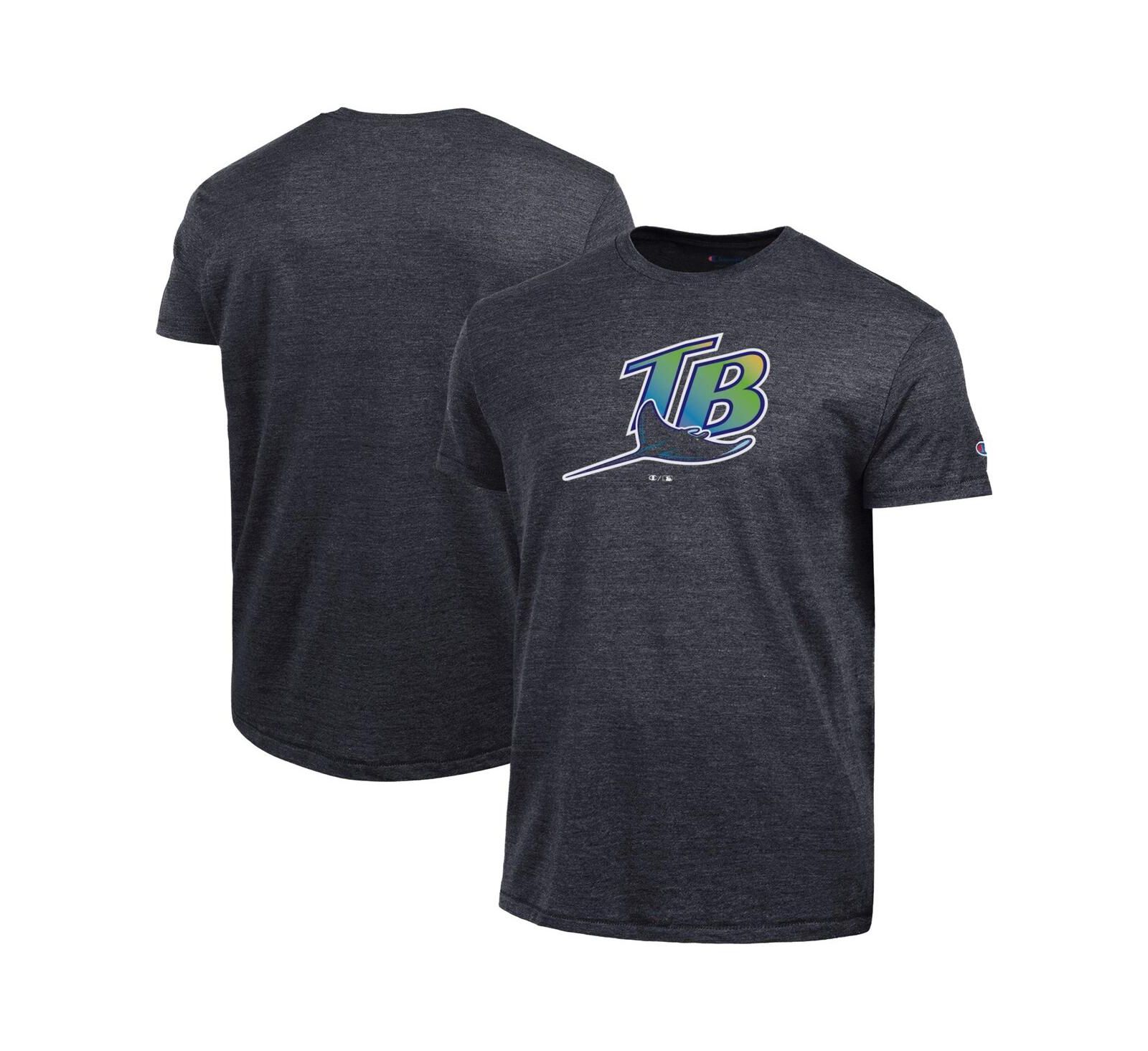 Champion Мужская футболка Tampa Bay Rays Cooperstown Logo Tri-Blend, черная