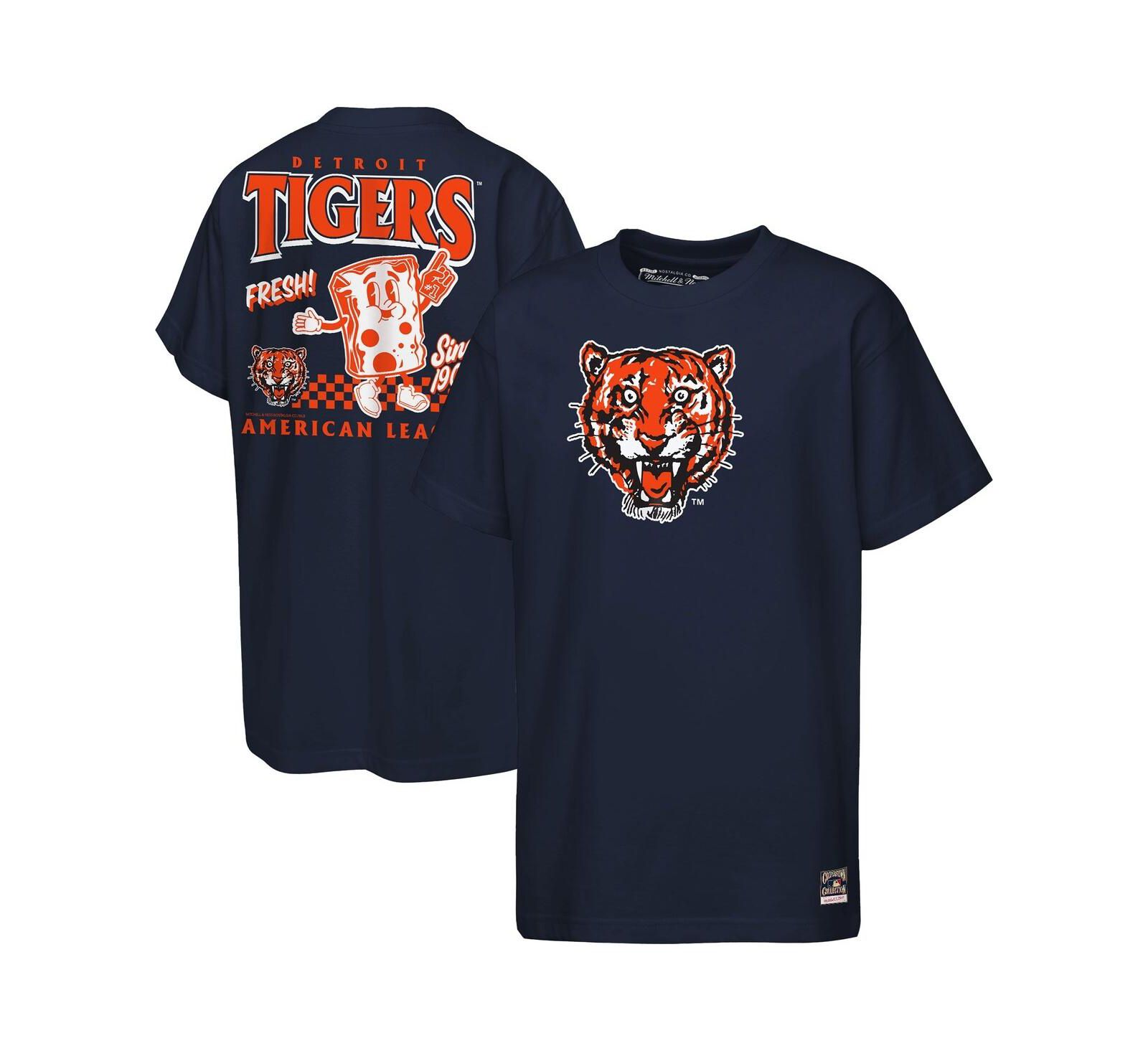 Mitchell & Ness Футболка Detroit Tigers Cooperstown Concession для мальчиков и девочек, темно-синяя