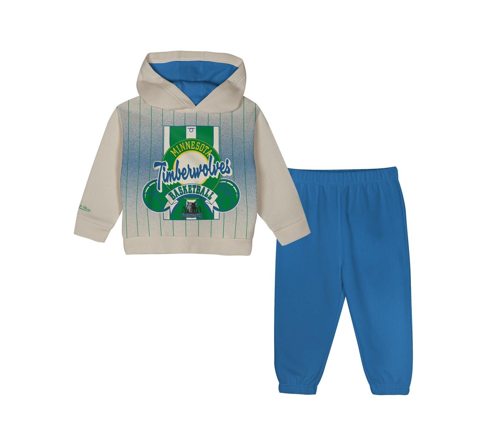 Mitchell & Ness Детский комплект из 2 предметов: кремово-синий оверсайз худи и брюки Minnesota Timberwolves Retro Roots