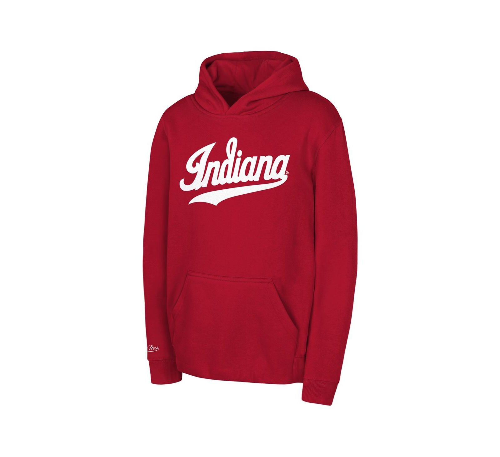 Детское худи Mitchell & Ness Indiana Hoosiers Throwback Wordmark, малиновое