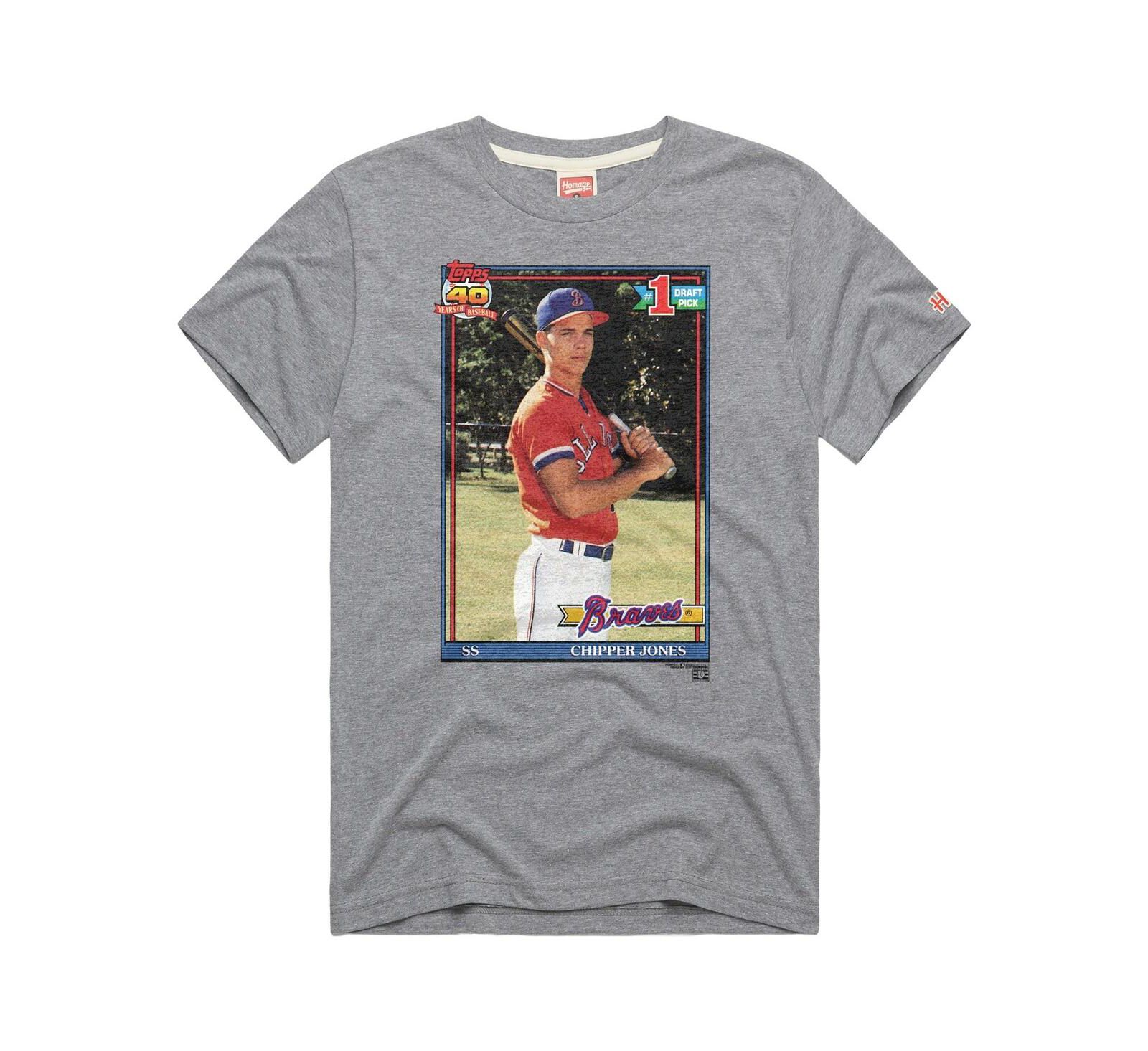 Мужская футболка Homage Chipper Jones Gray Atlanta Braves Topps Baseball Card Tri-Blend