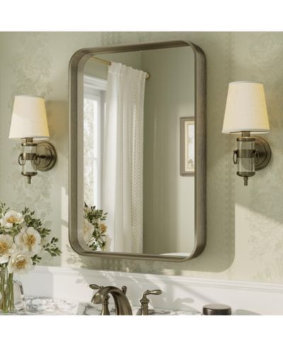 Apmir  High-Strength Tempered Glass and Aluminum Alloy Framed Wall Decor Bathroom Vanity Mirror in Brushed Bronze