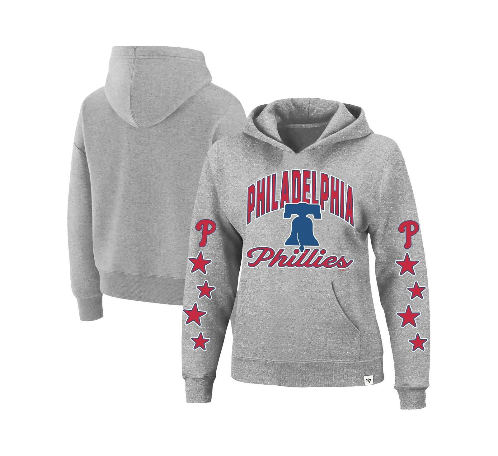 Женское худи '47 Brand Women's Heather Gray Philadelphia Phillies Plus Size Starry Eye