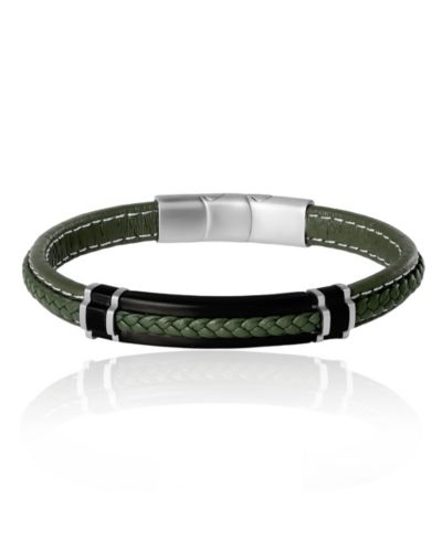 Lucky Brand Men’s Green Braided Leather Bracelet