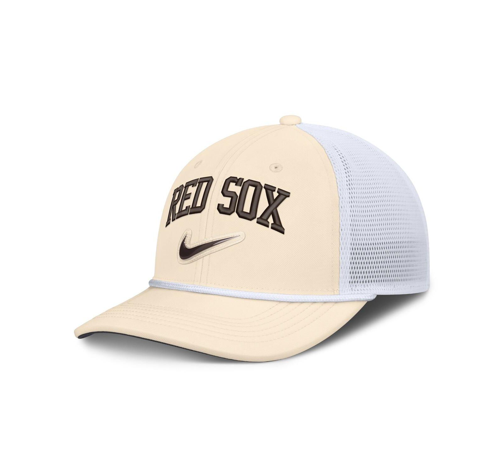 Nike Men's Natural/White Boston Red Sox Rise Dri-FIT Trucker Adjustable Hat