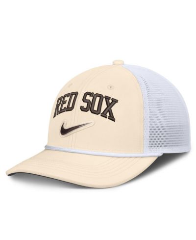 Nike Men's Natural/White Boston Red Sox Rise Dri-FIT Trucker Adjustable Hat