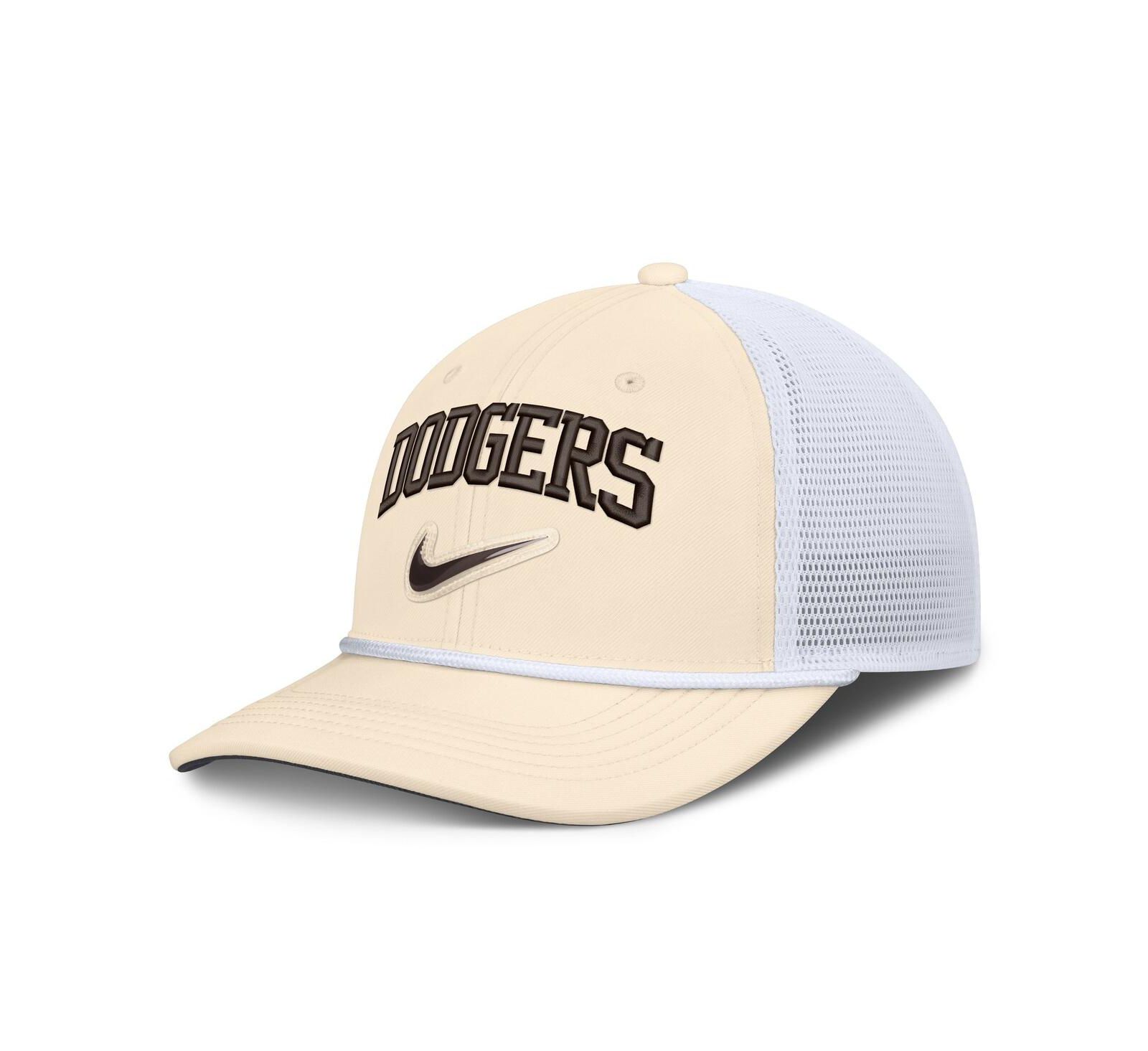 Nike Men's Natural/White Los Angeles Dodgers Rise Dri-FIT Trucker Adjustable Hat