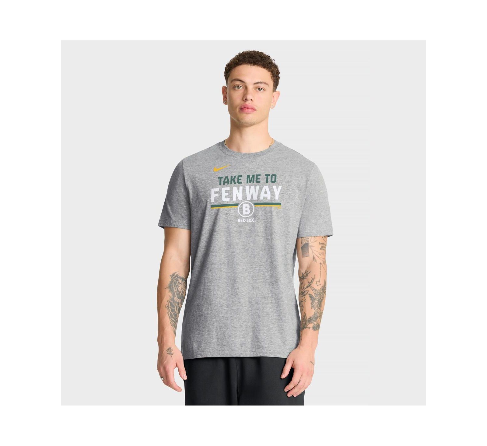 Nike Men's Heather Gray Boston Red Sox City Connect Stacked T-Shirt Stacked Team Phrase T-Shirt