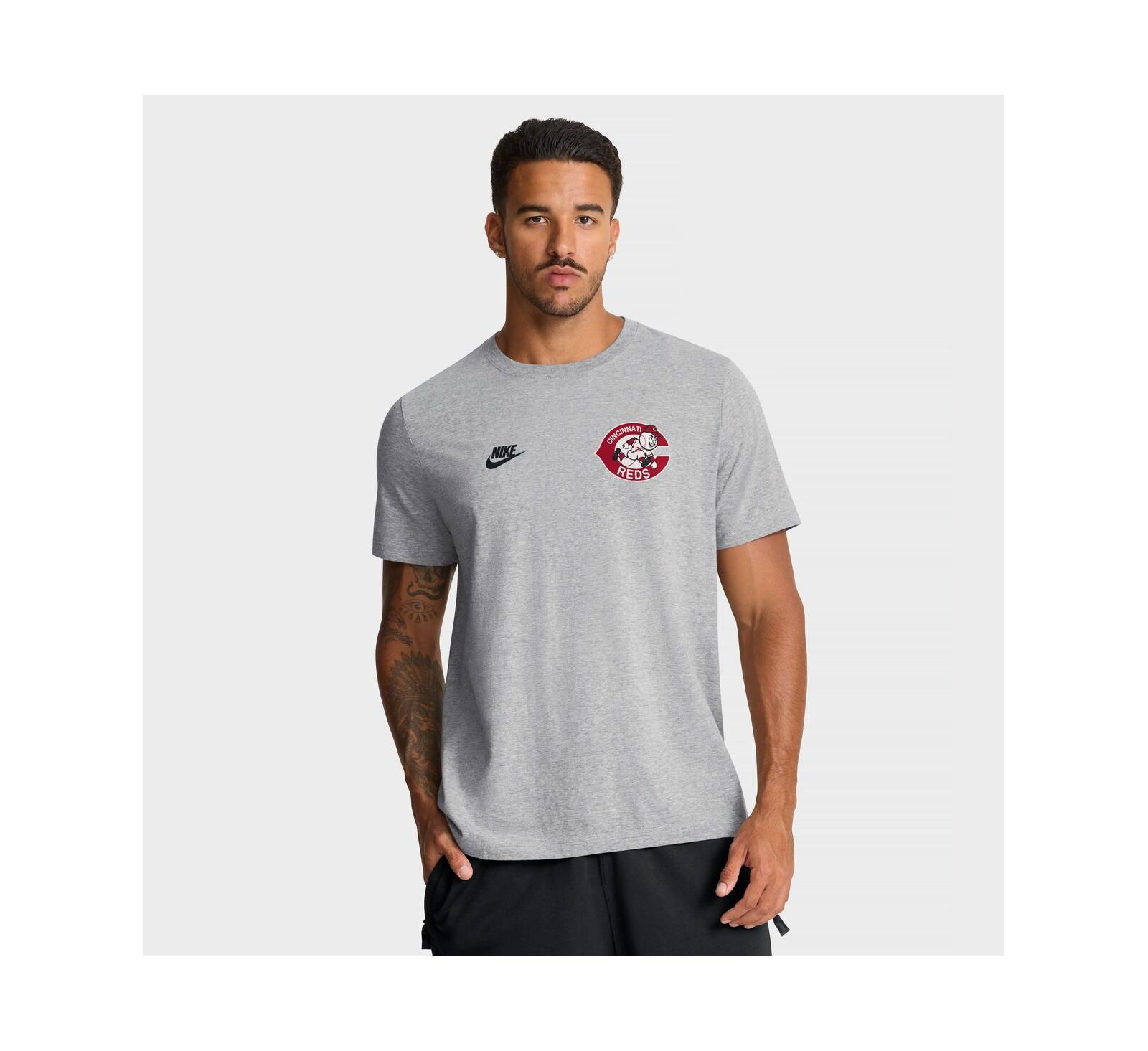 Nike Men's Heather Gray Cincinnati Reds Cooperstown 2-Hit T-Shirt