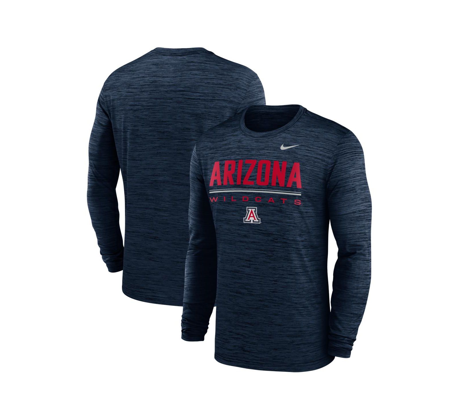 Мужская футболка Nike Arizona Wildcats Sideline Velocity Dri-FIT с длинным рукавом, темно-синий цвет