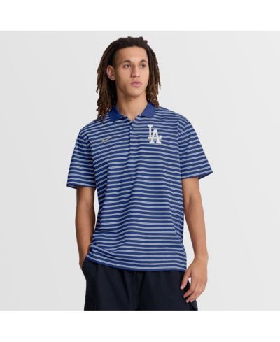 Мужская рубашка-поло Nike Los Angeles Dodgers полосатая Dri-FIT, синий/белый